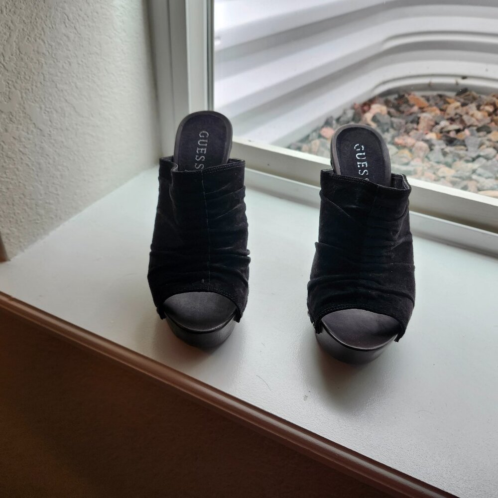 Guess Black Suede Clogs